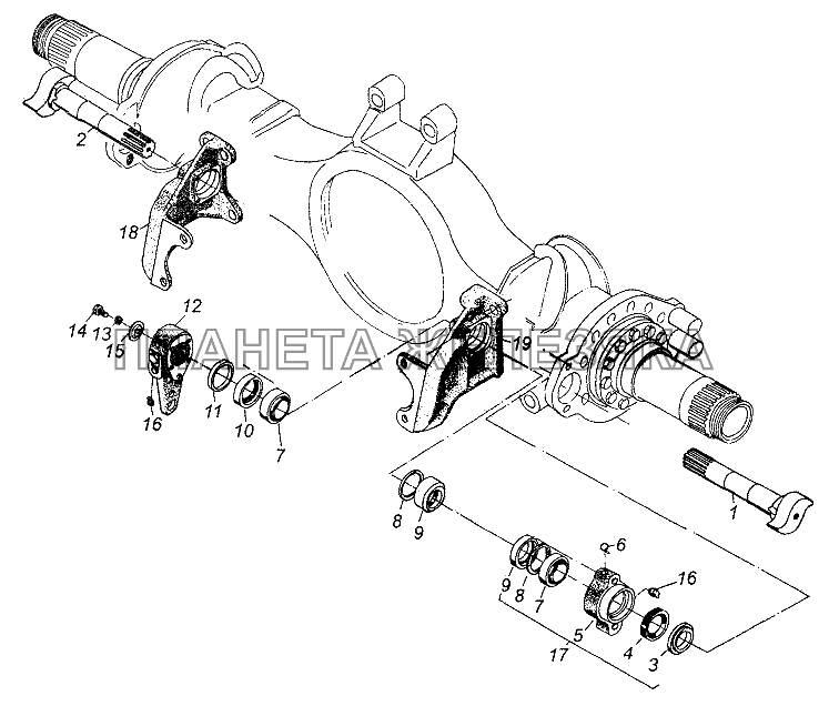 Привод тормозов среднего моста МАЗ-64226